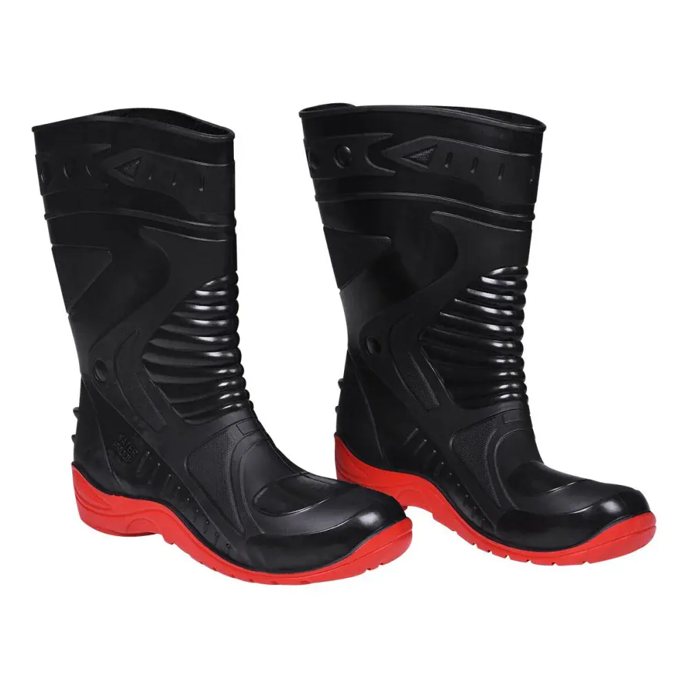 Bota pvc preta/vermelha motociclista cano médio N°40 Worker — fotografia de referência