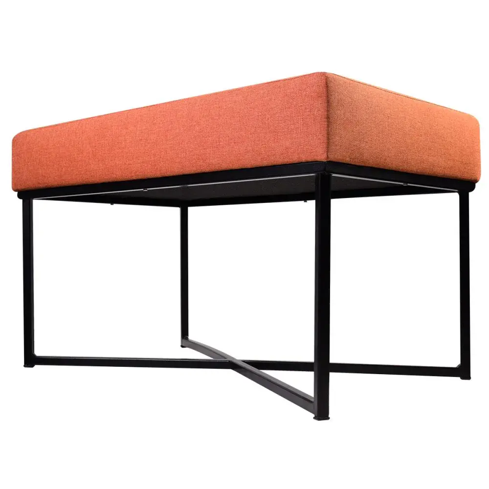 Puff retangular cor tijolo base preta 72X36X39CM bhela decor — fotografia 5