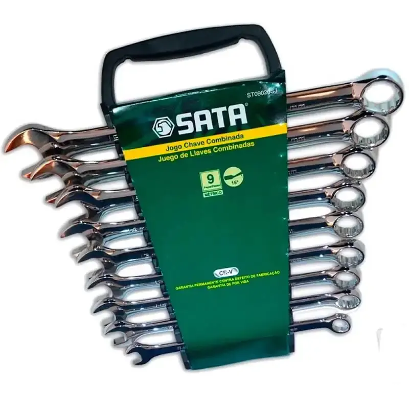 Jogo de chave combinada de 8 à 19 MM cromo vanadium kit com 9 peças ST09020SJ Sata — fotografia de referência