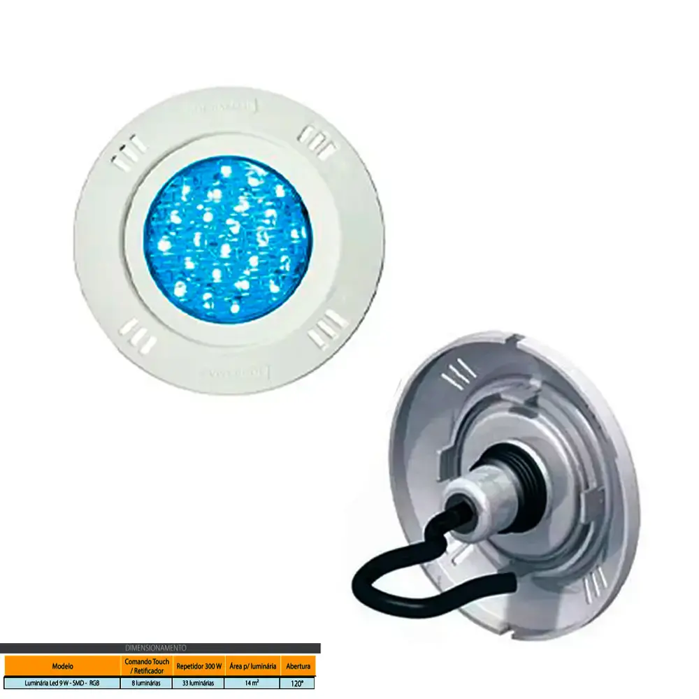 Refletor Led Smd 9w Rgb piscina até 14m² 018344 SODRAMAR — fotografia 2