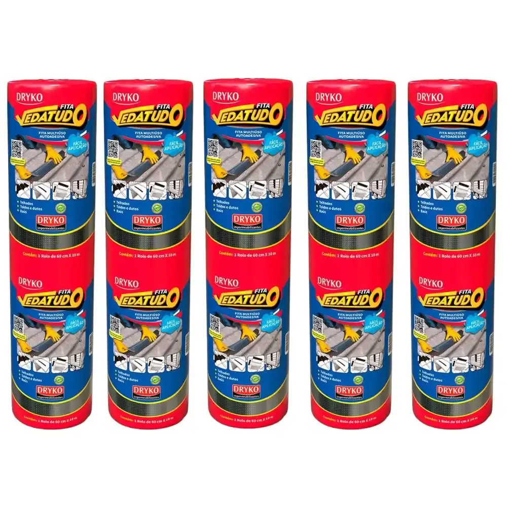 Fita Autoadesiva Asfáltica Vedatudo 60 cm x 10 m 5 Unidades DRYKO — fotografia de referência