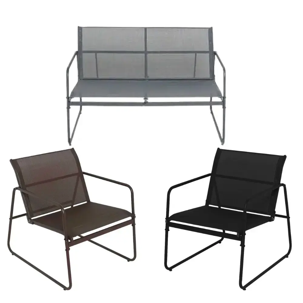 Conjunto de mesa e 3 cadeiras para jardim weekend BEL Cinza Belfix — fotografia 2