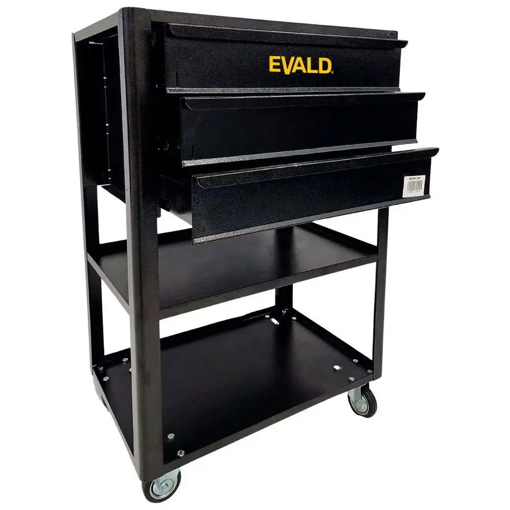 Carrinho para ferramentas 60X40X89 aberto com 3 gavetas EVC-7 Evald — fotografia de referência