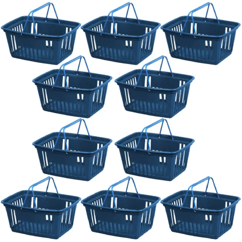 Cesta plástica 21,4 l com alça de metal com 10 unidades Plasnew