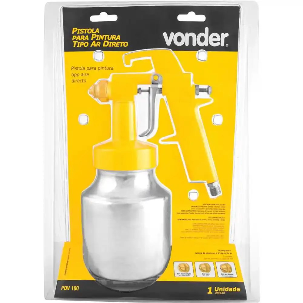 Pistola para pintura com caneca em alumínio a sucção ar direto PDV-100 Vonder — fotografia 3