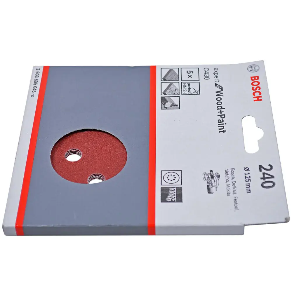 Lixa disco velcro para madeira 5 peç 125MM G240 Bosch — fotografia 3