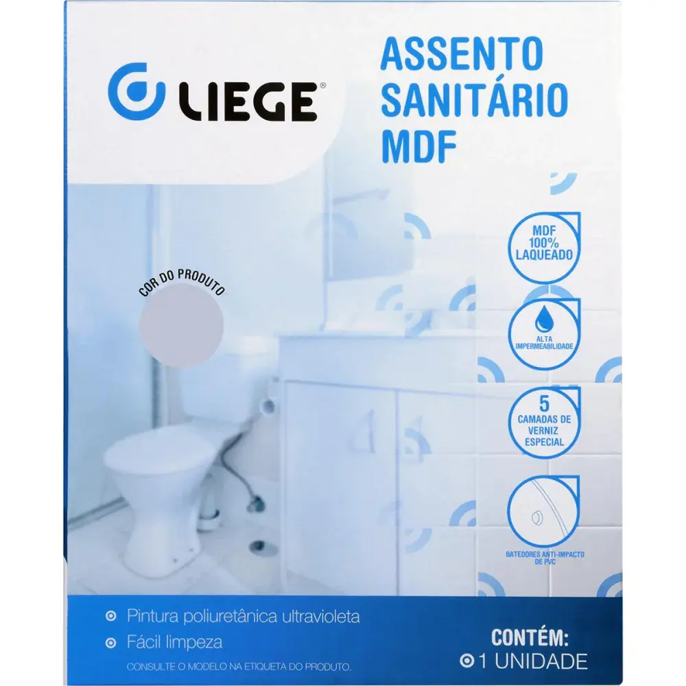 Assento sanitário em mdf laqueado convencional cinza claro Liege — fotografia 4