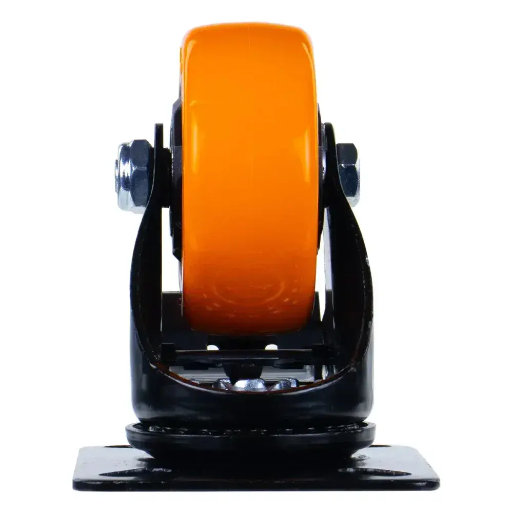 Rodízio giratório poliuretano com freio 125MM laranja Worker — fotografia 11