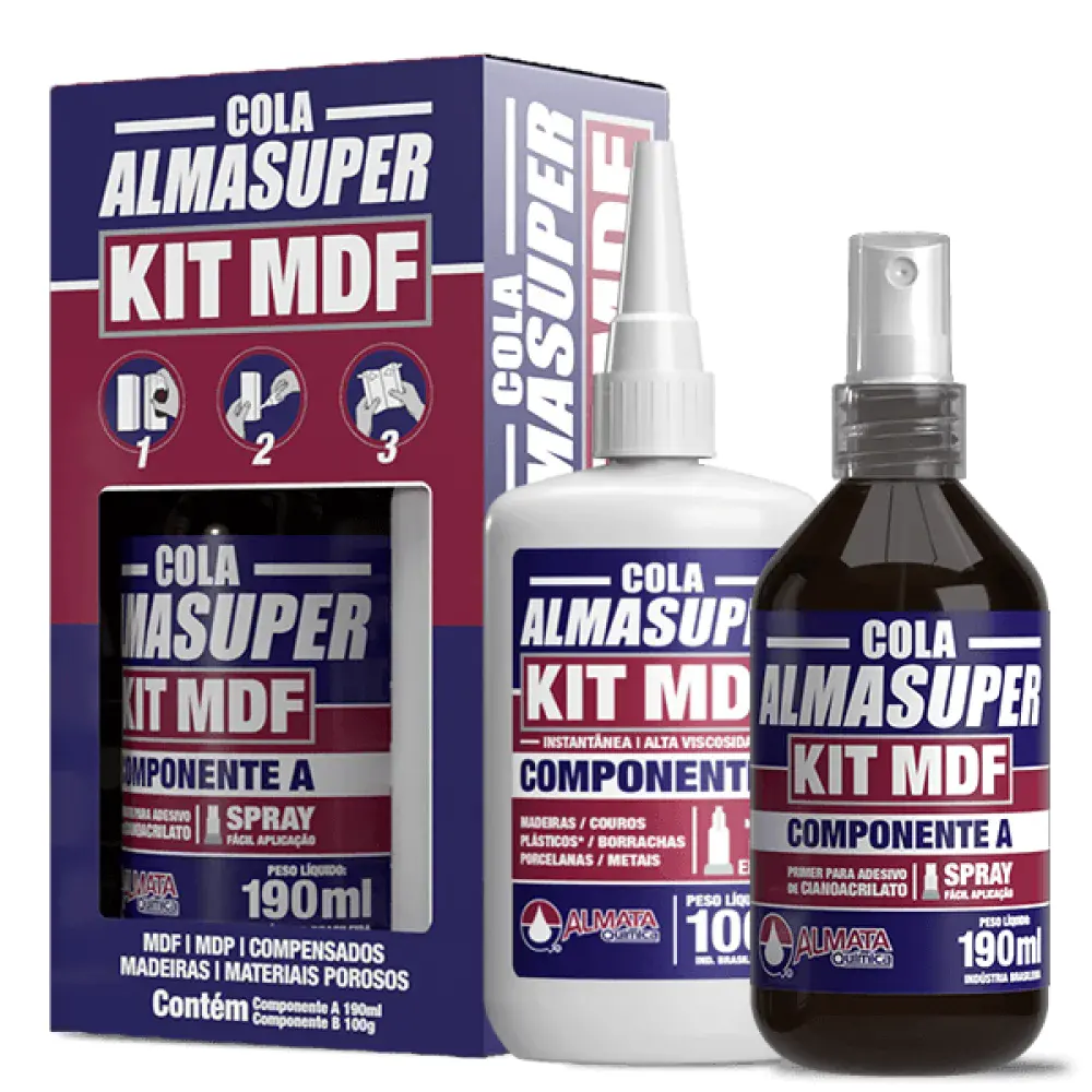 Adesivo instantâneo kit mdf colar+primer Almata