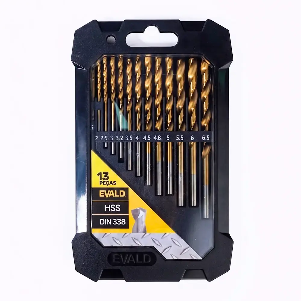 Jogo de brocas aço rápido de 1.5 à 6.5 MM kit com 13 peças Evald — fotografia 2