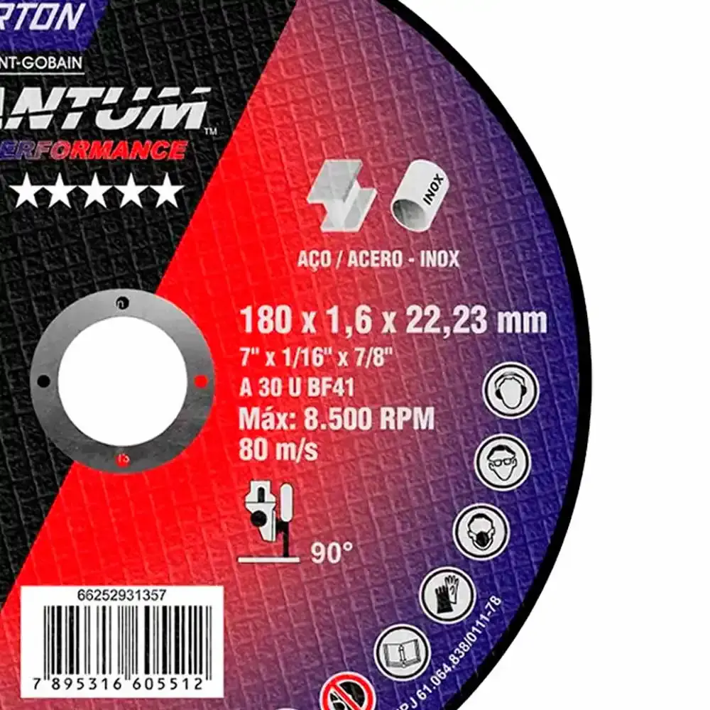 Disco de Corte Inox 7" x 1.6mm Bhp12 Alta Performance 66252931357 NORTON — fotografia 3