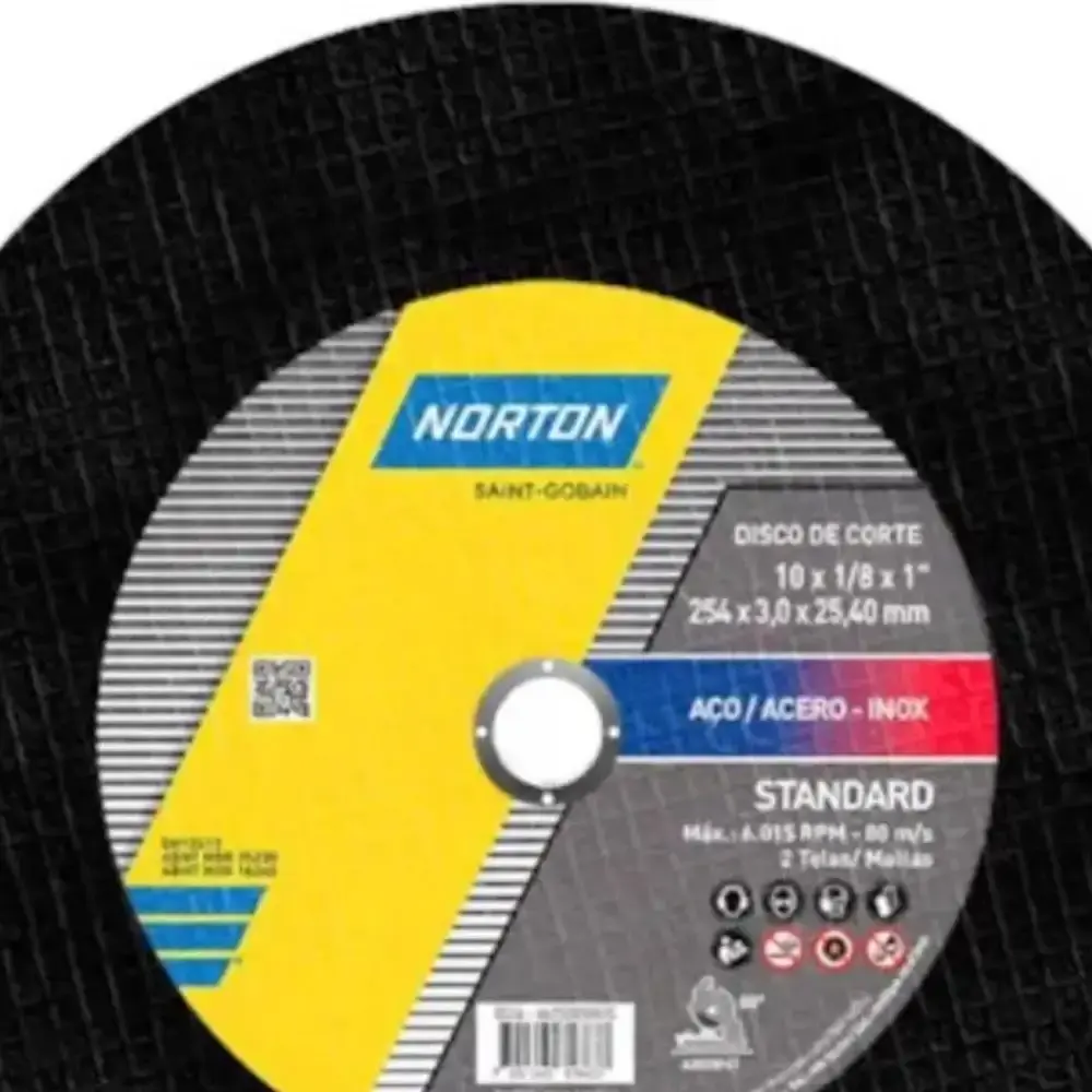 Disco de corte 10 POL 2 telas furo 3/4 POL standard Norton — fotografia 4