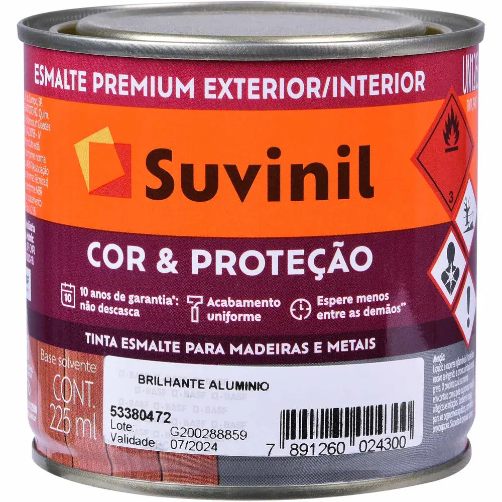 Tinta esmalte corproteção brilhante alumínio 225ML Suvinil