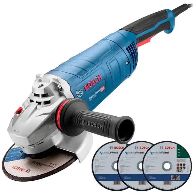 Esmerilhadeira angular 7 POL 2500W 18F3 GWS 25-180 220V com 3 discos Bosch 220 V — fotografia de referência