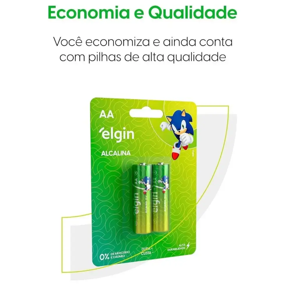Pilha alcalina tipo palito 1,5V AA 2 peças Elgin — fotografia 6