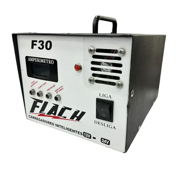 Carregador de baterias F30 12V/24V 30AH usado - Flach
