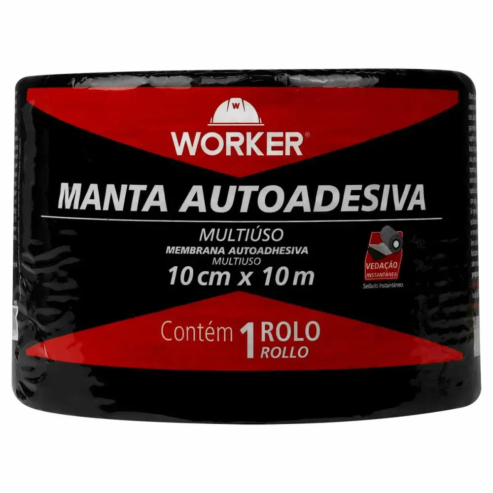 Fita manta asfáltica autoadesiva alumínio 10CM x 10M Worker — fotografia 3