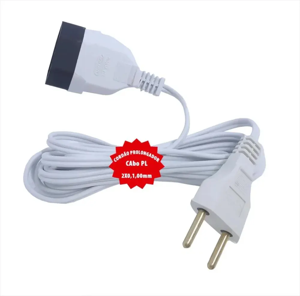 Cordão prolongador pl 2X1MM 20 metros branco lider plus