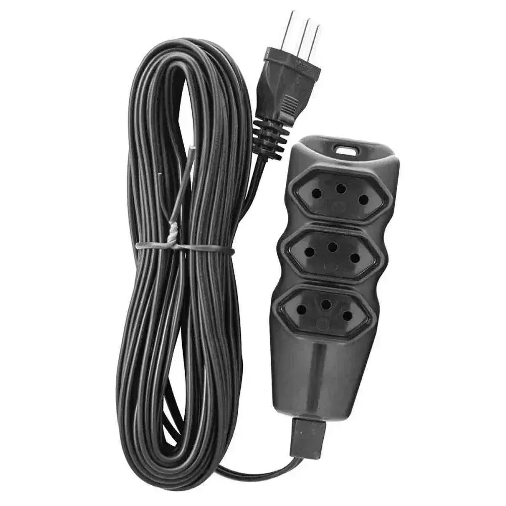 Extensão elétrica cabo pp plano preto 2P+T 10A 3M bivolt Liege — fotografia 2