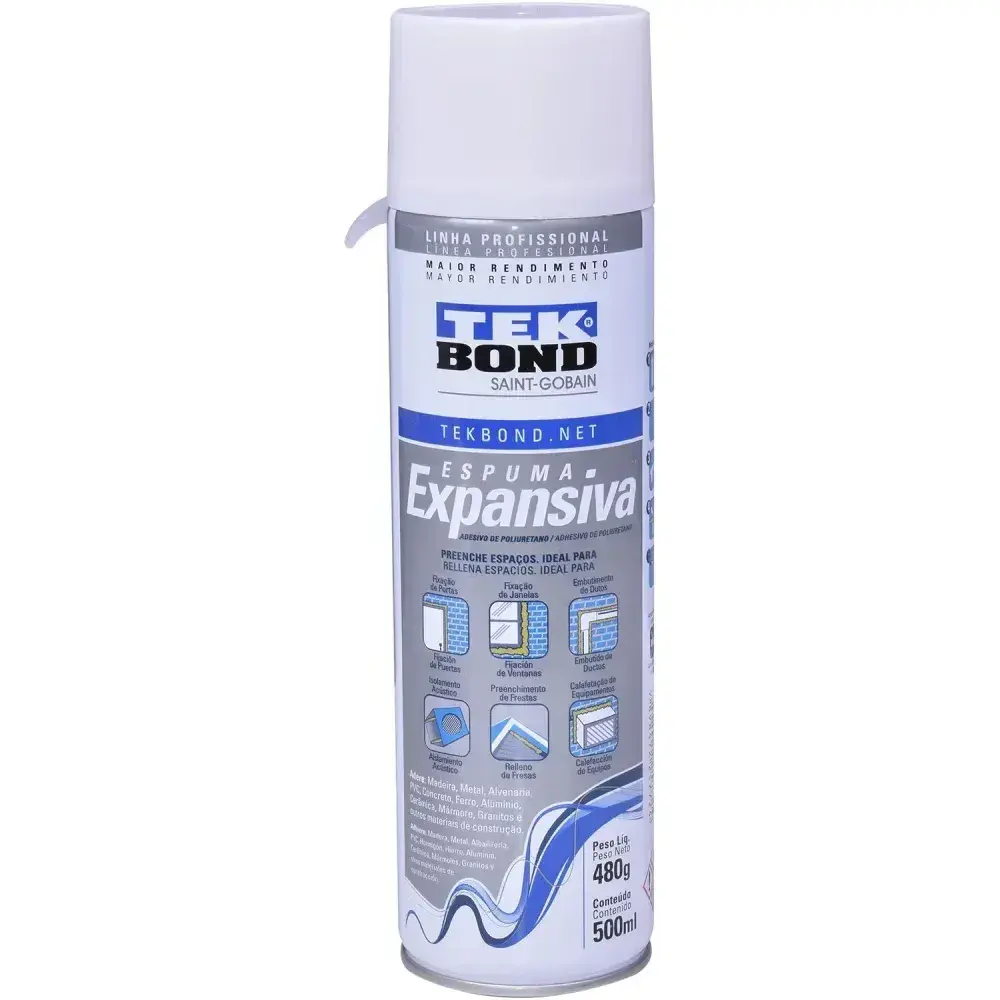 Espuma expansiva profissional em poliuretano 500ML Tekbond — fotografia 6