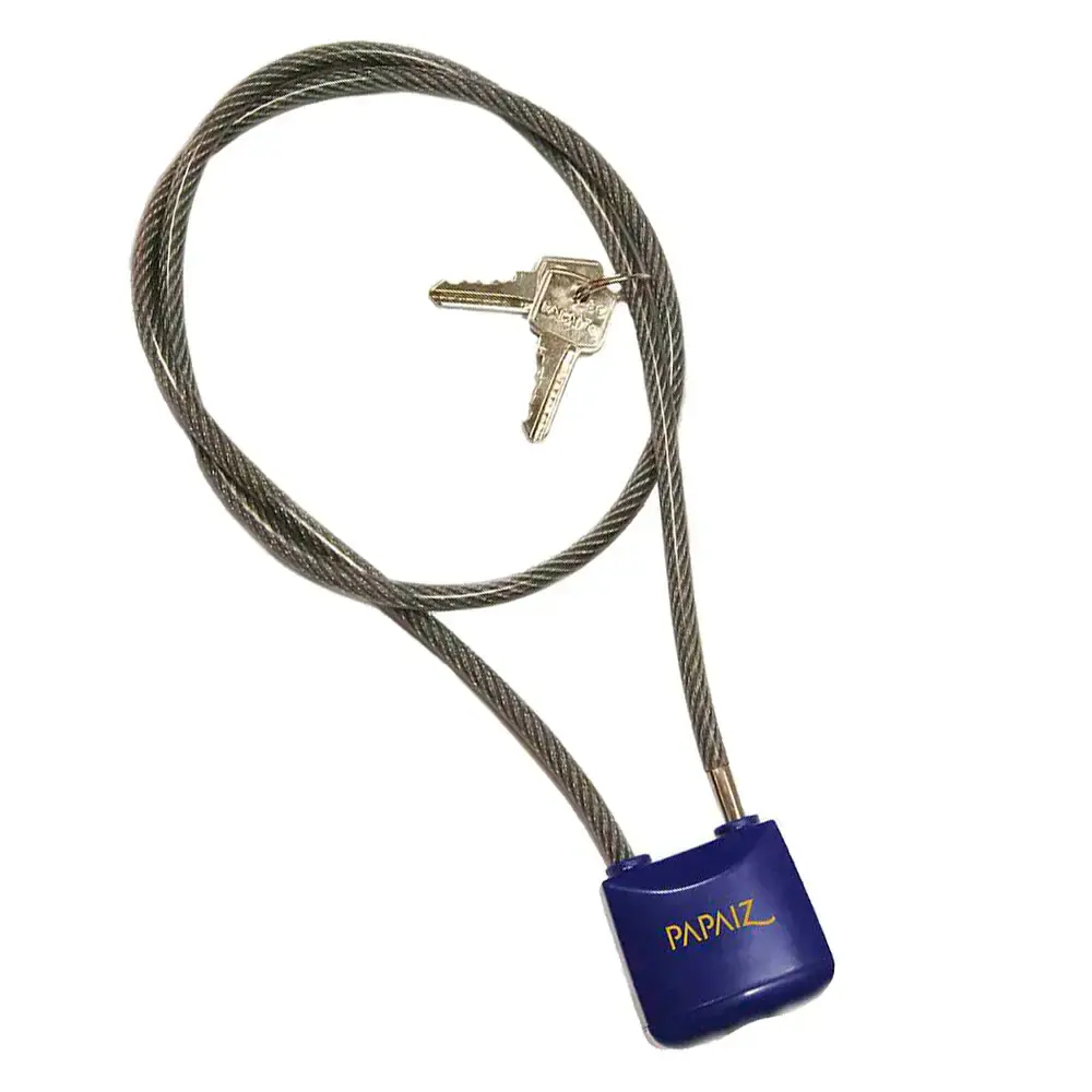 Cadeado com cabo de aço 30/800MM azul 011303SMZ Papaiz
