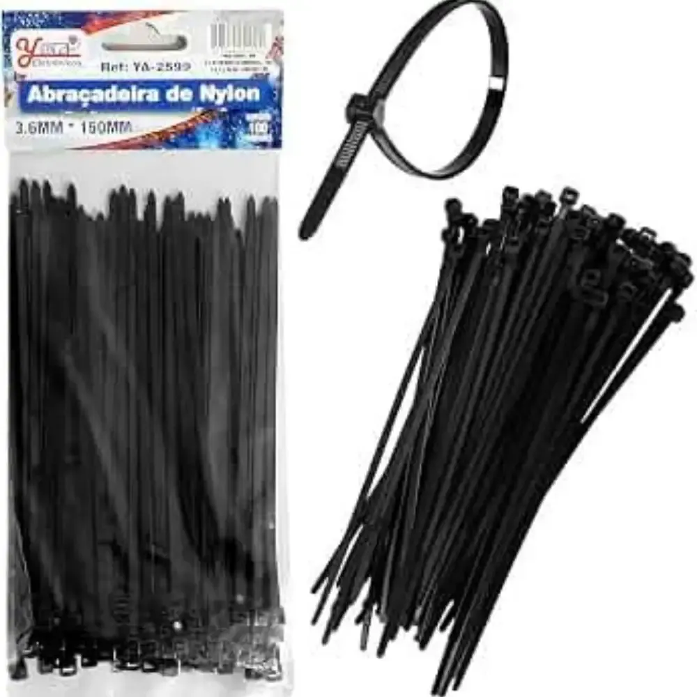 Kit 1.000 Abraçadeiras de Nylon Pretas 100 mm x 2,5 mm FERRARI — fotografia 5