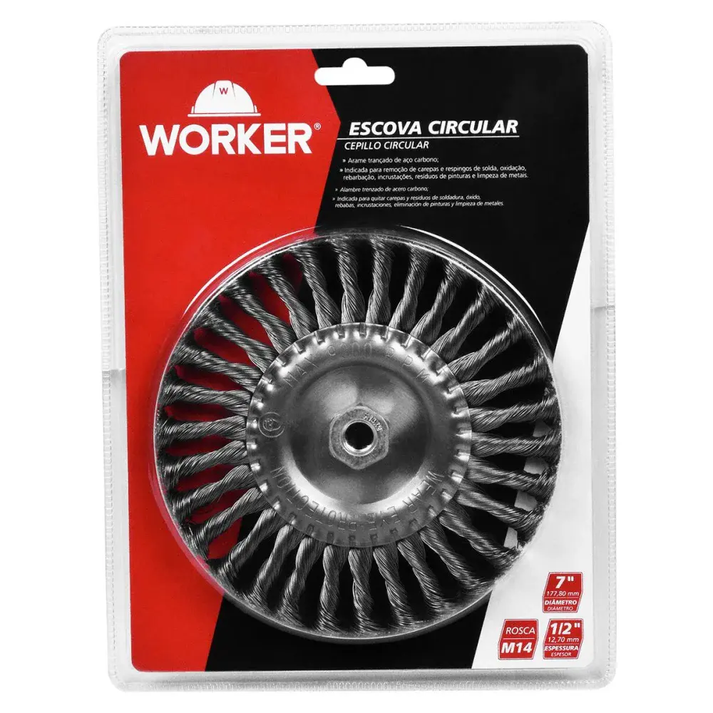 Escova circular trançada M14 7 177,80MM Worker — fotografia de referência