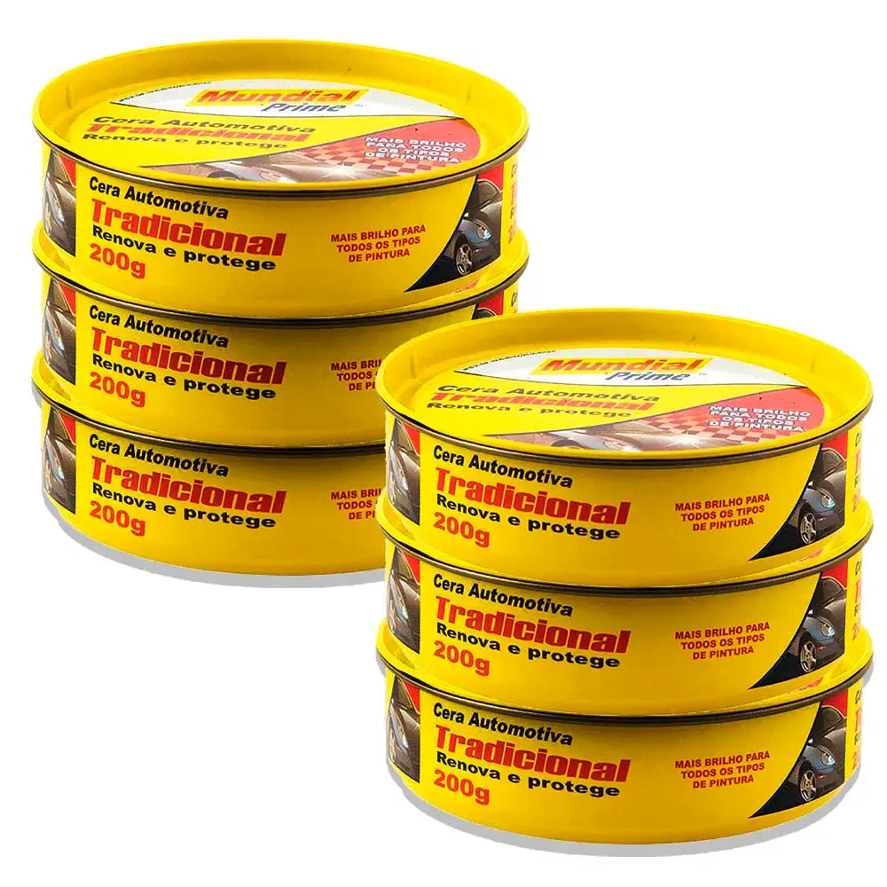 Cera automotiva para polimento 200G 6 unidades mundial prime