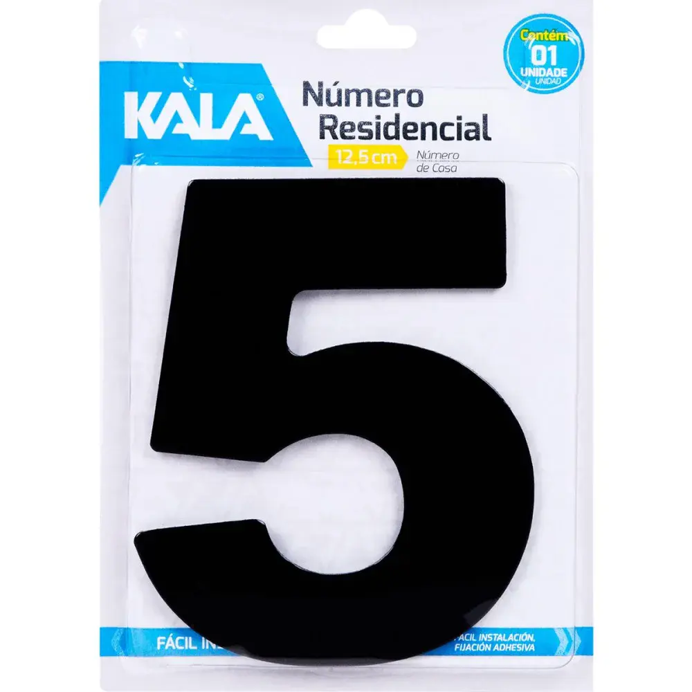 Número residencial N°5 preto 12,5CM Kala — fotografia de referência