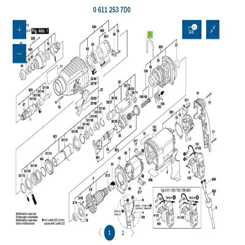 Gatilho interruptor para martelete GBH 2-26 DRE em 110V 1617200559 Bosch 110 V — fotografia 4