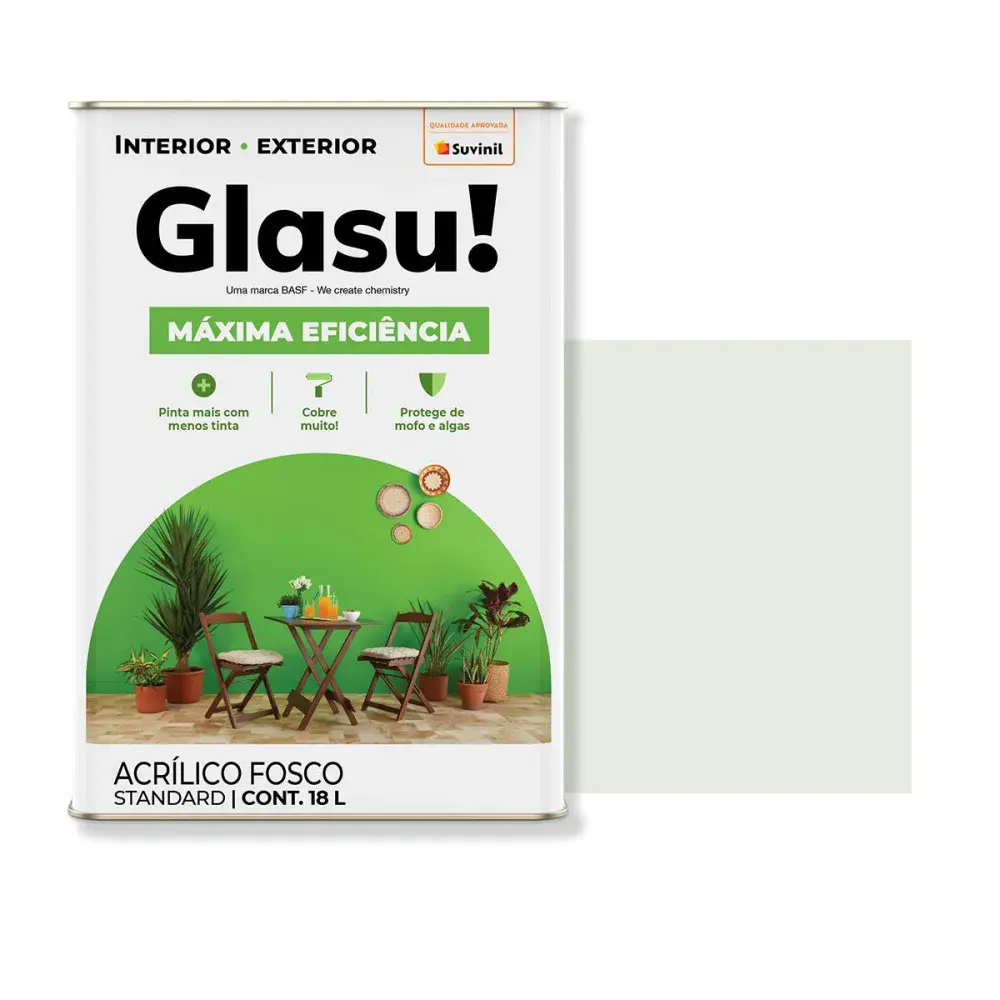 Tinta acrílica máxima eficiência fosco gelo 18L glasu Suvinil Glasu!