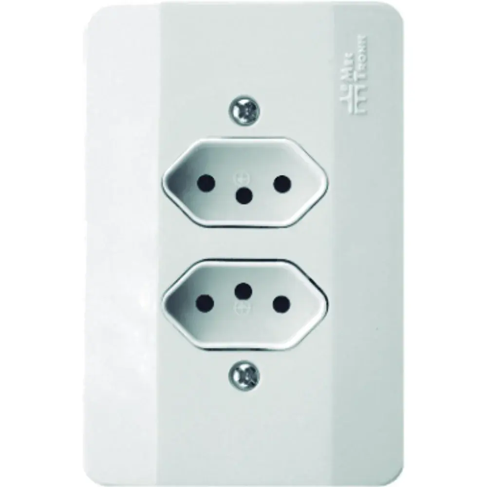 Tomada dupla 10A Mectronic branca milleniun