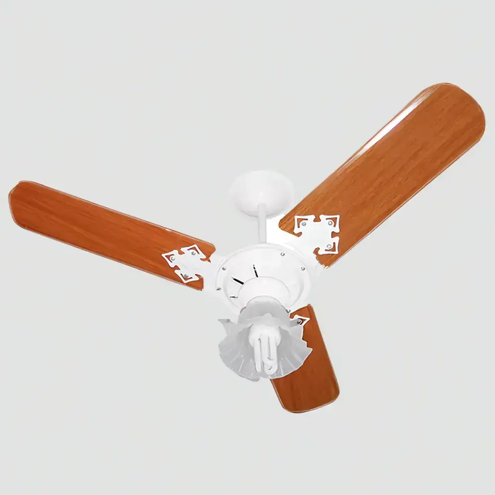 Ventilador de teto 3 pás 130W com lustre várias cores Venti-delta 220 V Branco — fotografia 3