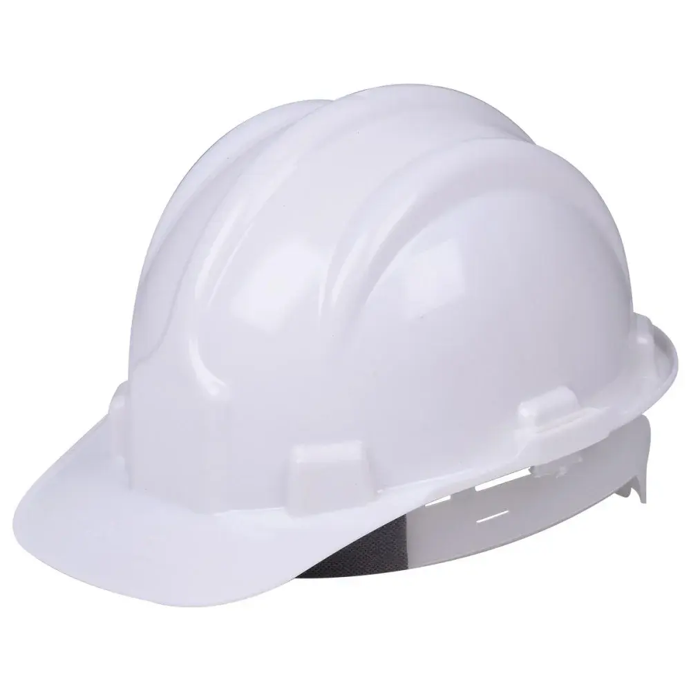 Capacete de proteção branco com carneira e aba frontal Worker — fotografia 4