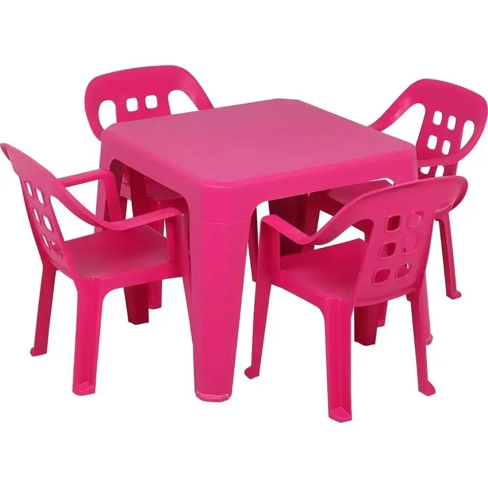 Mesa Play Infantil 61 x 46cm Rosa com 2 Cadeiras de Plástico Infantil Rosa BEL Belfix — fotografia 4
