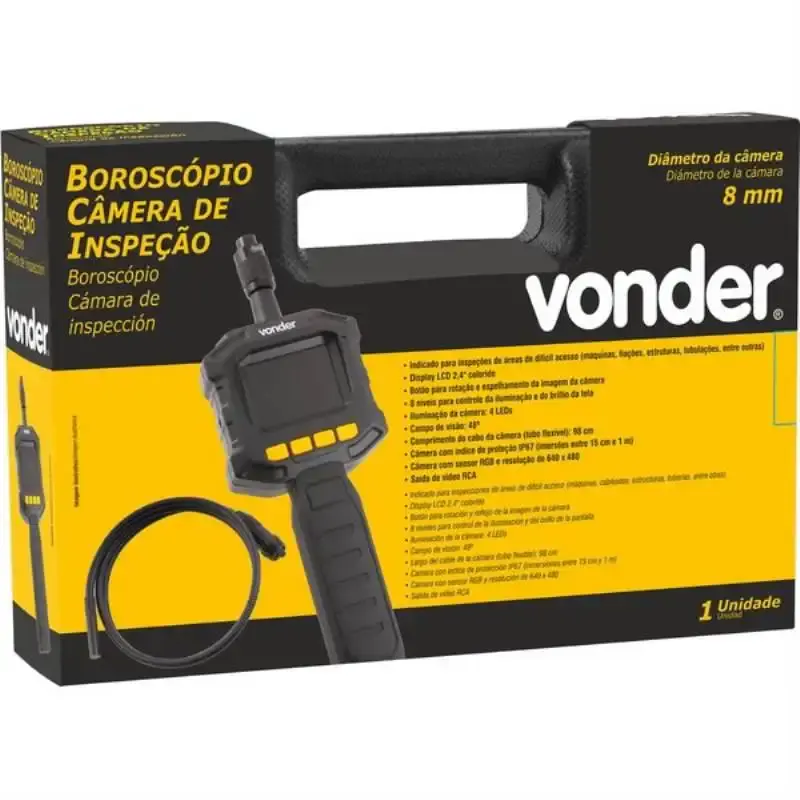 Câmera de inspeção boroscópio 8 MM display 2.4 POL Vonder — fotografia 4
