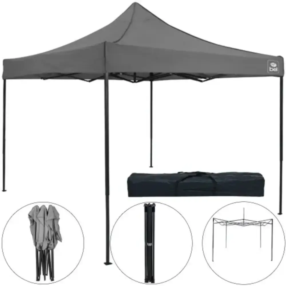 Tenda gazebo 3X3 dobrável cinza pagoda 334308 Belfix
