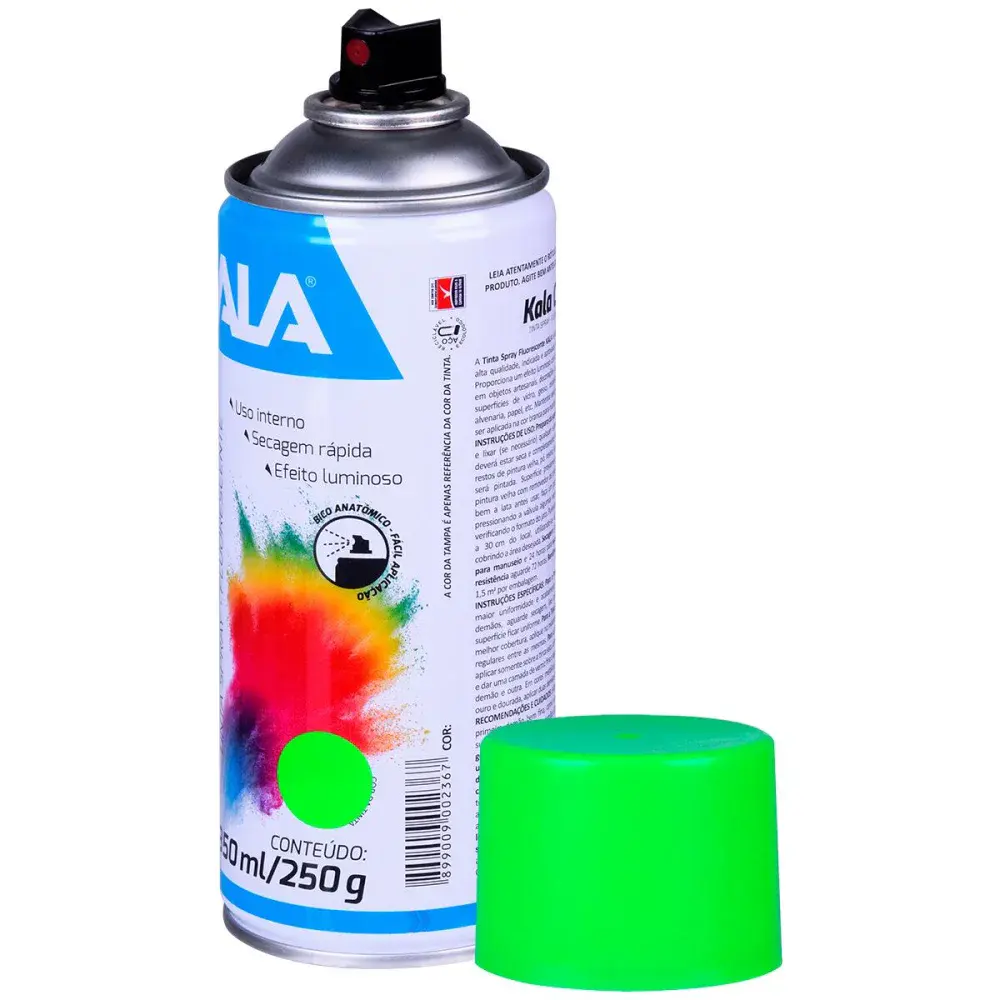 Tinta spray fluorescente verde 350ML Kala — fotografia 3