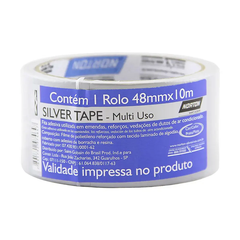 Fita silver tape prata 48MMX10M Norton — fotografia de referência