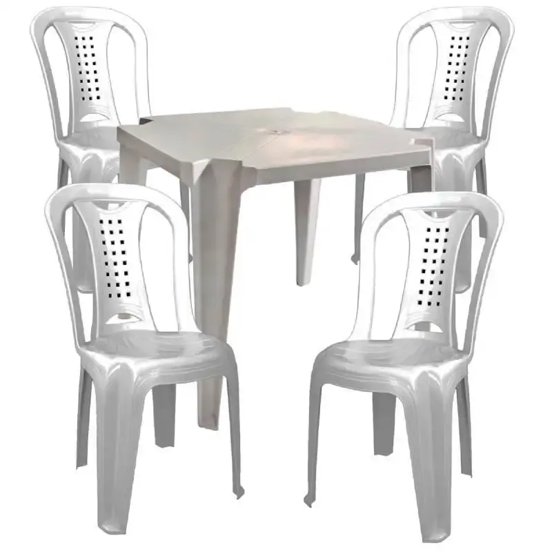 Conjunto de mesa firenze com 4 cadeiras poltronas ipanema empilháveis dolfin