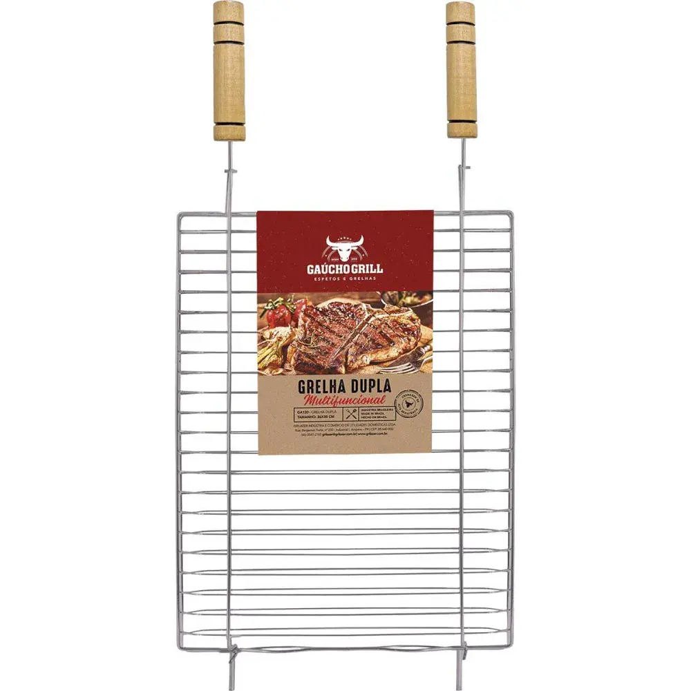 Grelha para churrasco dupla cromado 36X50CM Grilazer