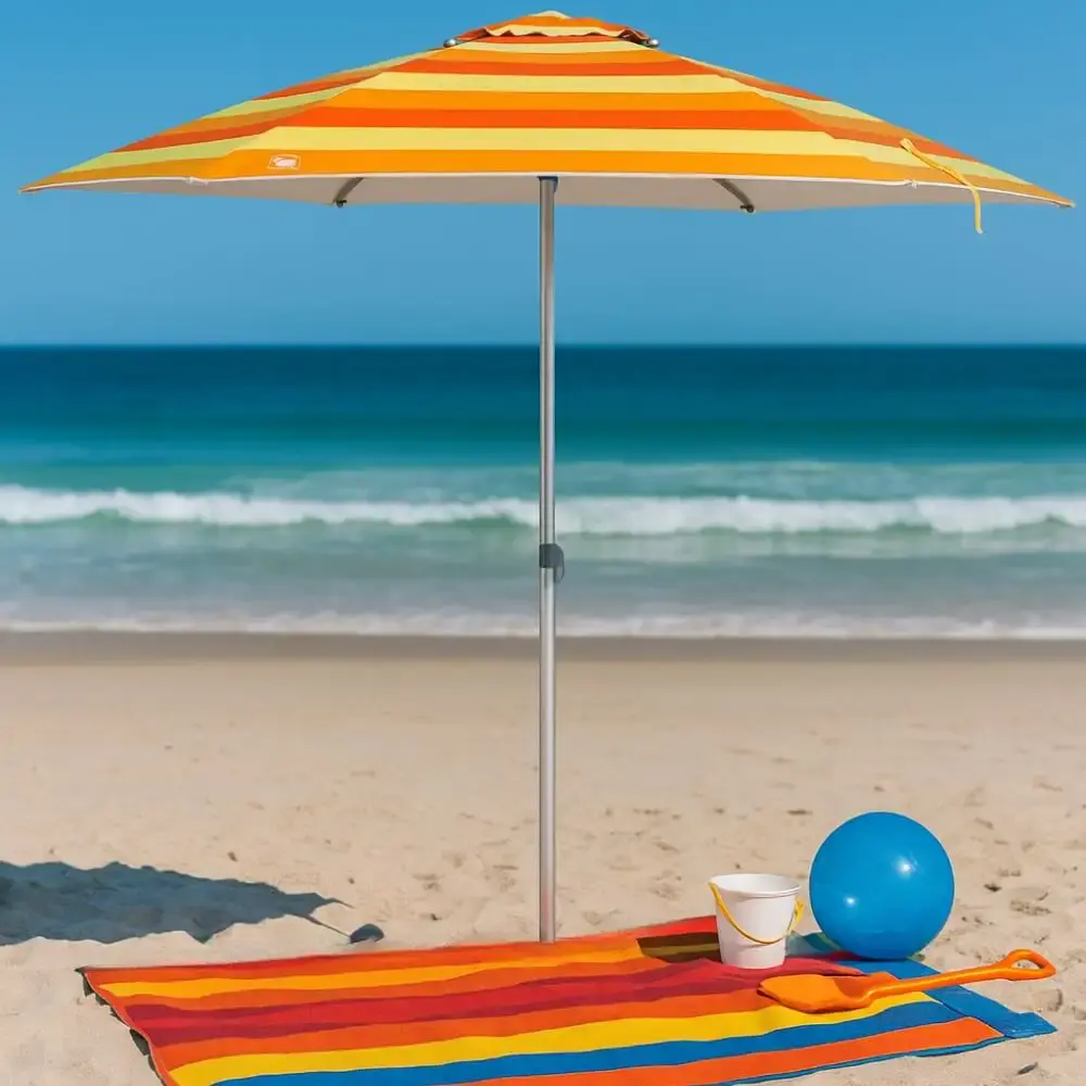 Ombrellone 2,40 metros em alumínio FPS 100 premium laranja e amarelo BEL Belfix — fotografia 5