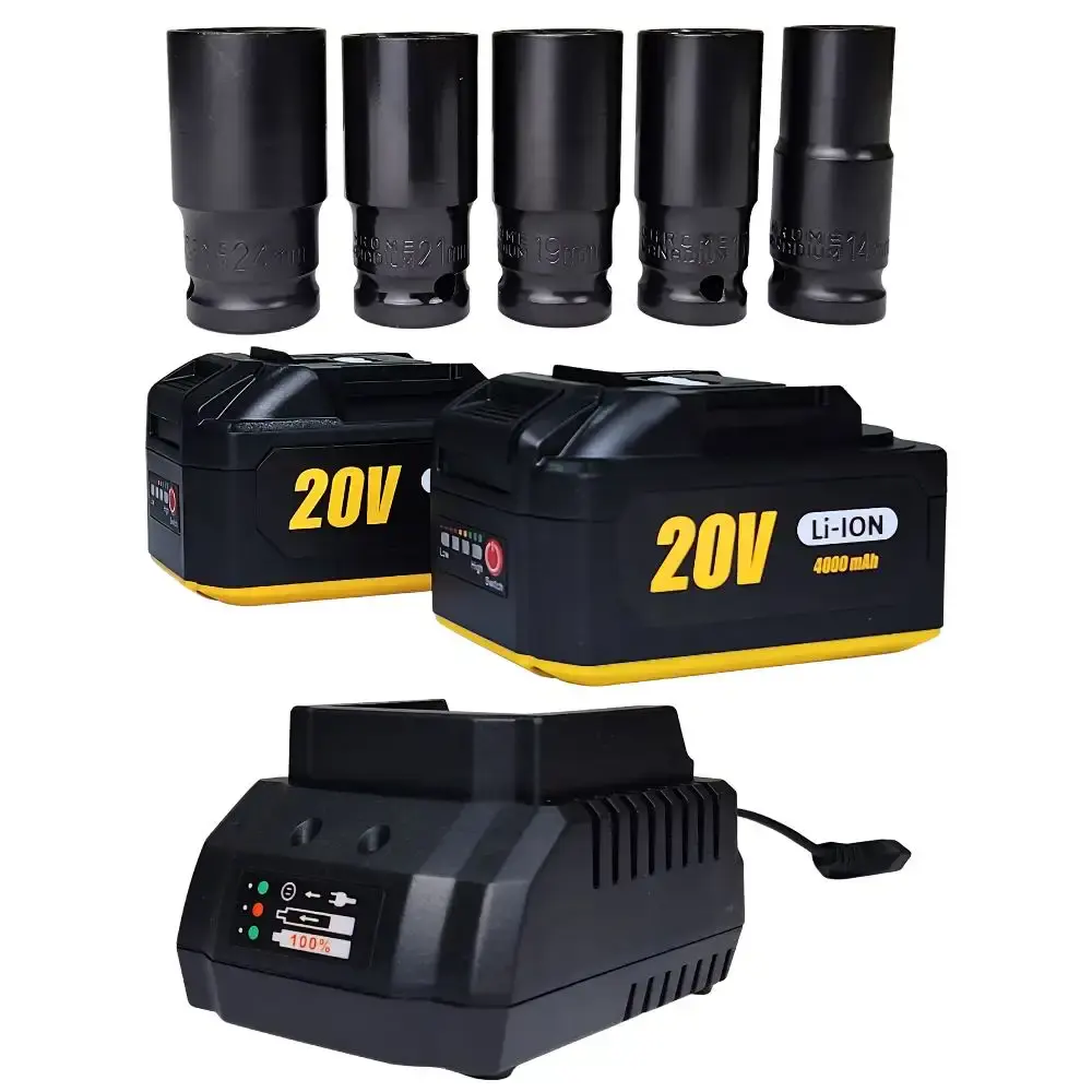 Chave de impacto 1/2 POL 20V brushless 2 baterias, maleta e kit 5 soquetes EV-7600S Evald — fotografia 5