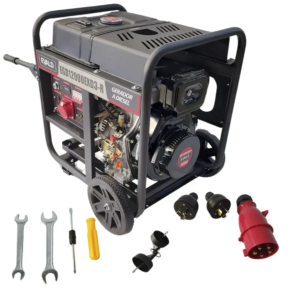 Gerador energia diesel 11,25 KVA AVR partida elétrica 220V trifásico EGD12000EXD3-R Evald — fotografia 5
