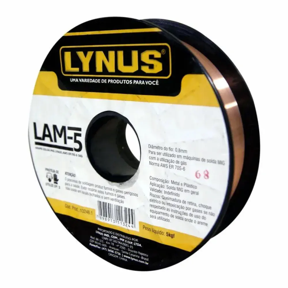 Arame de solda mig com gás aws LAM-5 5KG Lynus — fotografia 5
