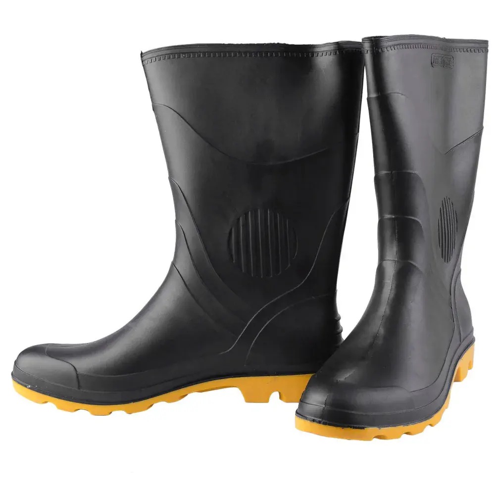 Bota de pvc preta com amarela Nº39 340 pega forte Grendene — fotografia 4