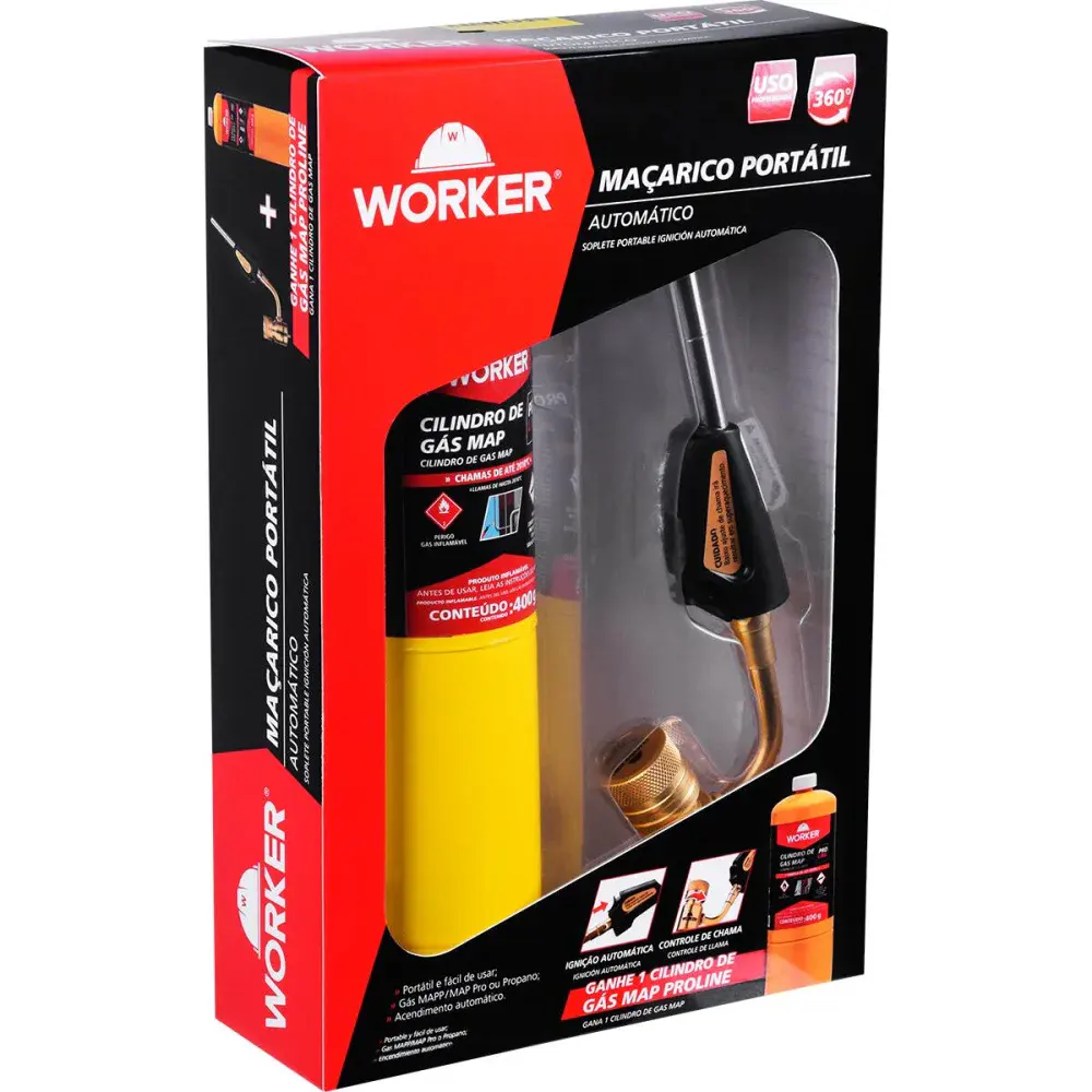 Kit cilindro de gás mapp aço com maçarico portátil Worker — fotografia 5