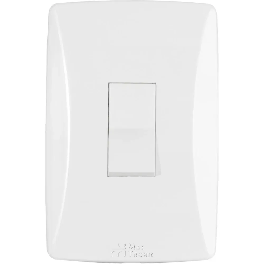 Interruptor petra simples vertical branco com placa 1TS Mectronic