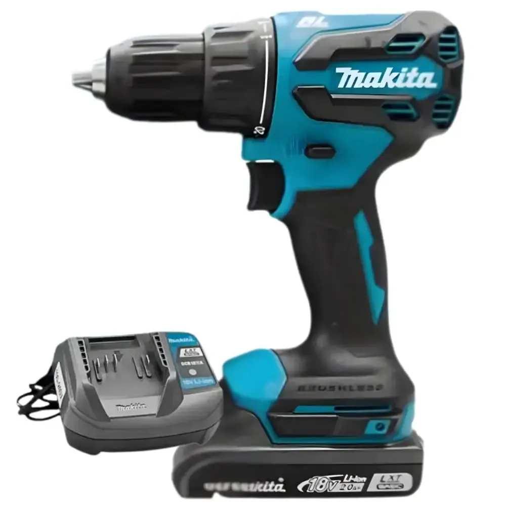 Parafusadeira de impacto bateria 18V carregador e maleta 74PÇS Makita estojo de brocas 41 pçs evald — fotografia 2