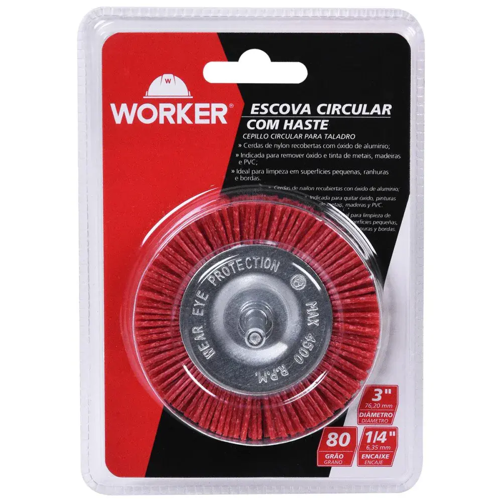 Escova circular nylon 3 com haste Worker — fotografia 2